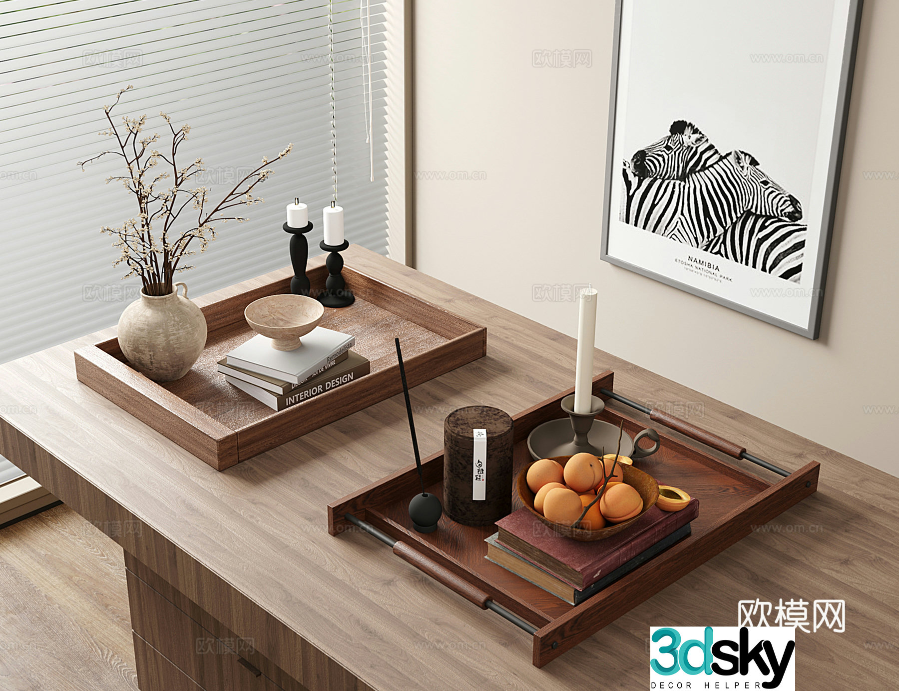 Middle style pallet wooden pallet decorative ornament combination 3D model
