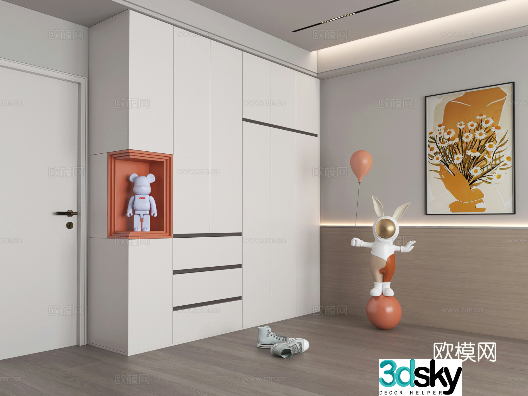 Modern bedroom wardrobe 3d model