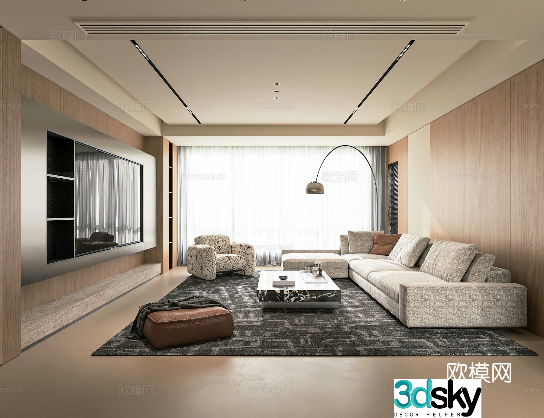 Modern home living room 3d model