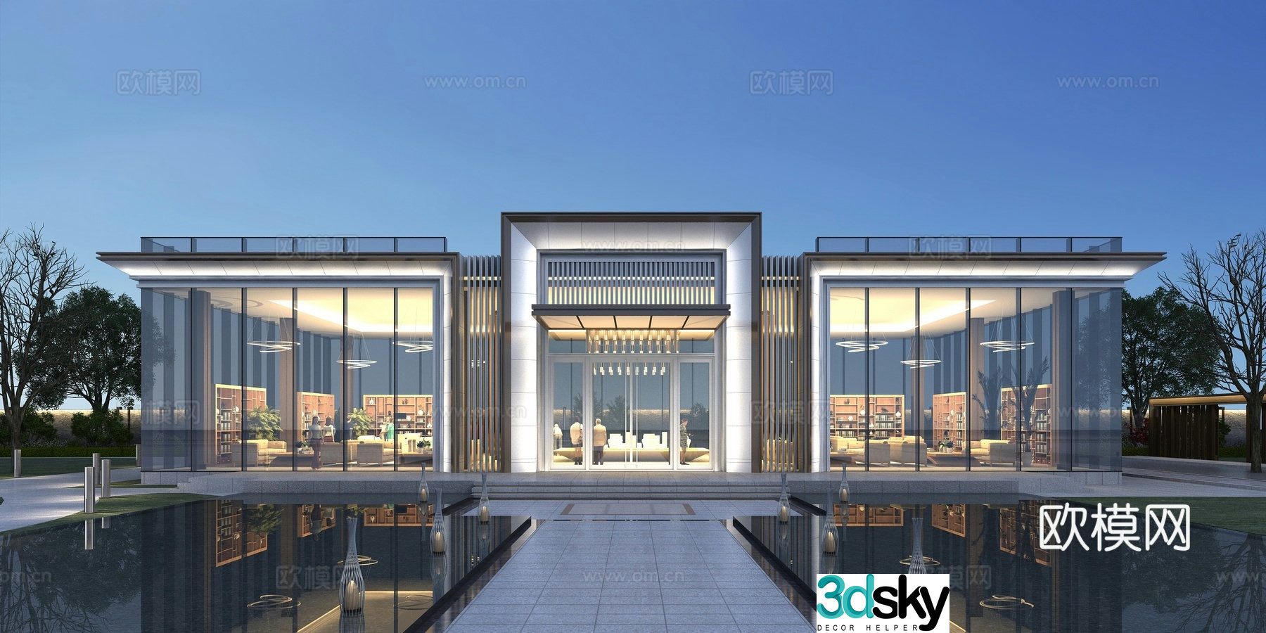New Chinese sales office building facade hall 3d model