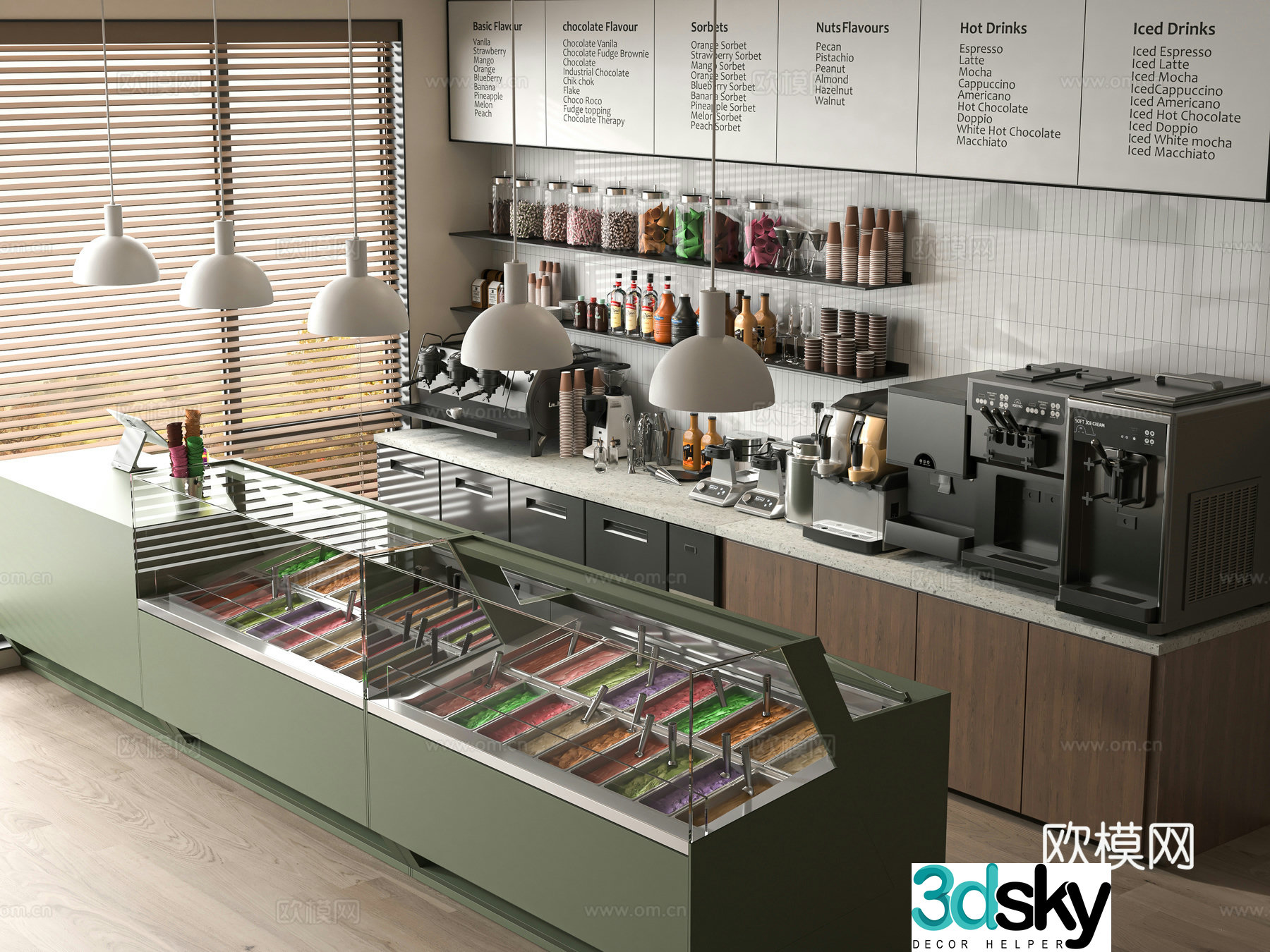 Modern ice cream shop 3d model