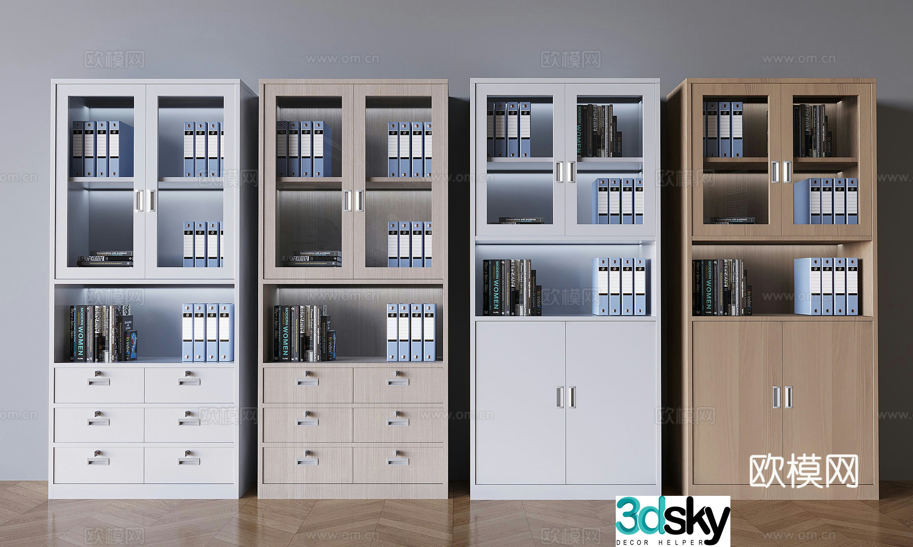 Solid wood file cabinet file cabinet office iron cabinet information cabinet file box 3D model