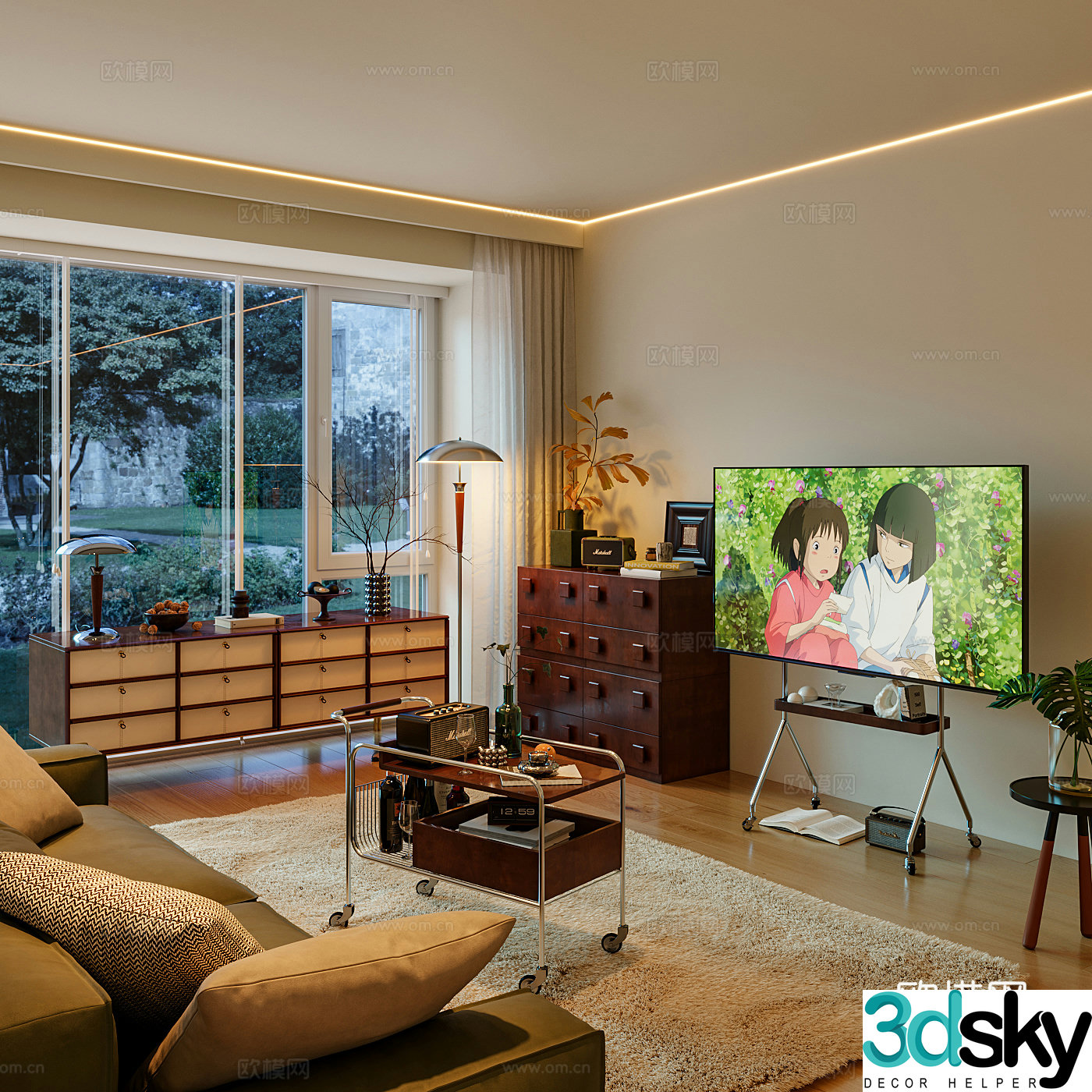 Middle-aged living room 3d model
