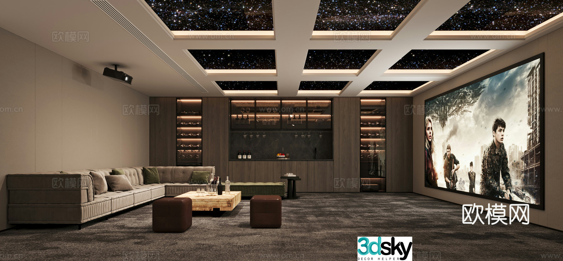 Modern audio studio 3d model