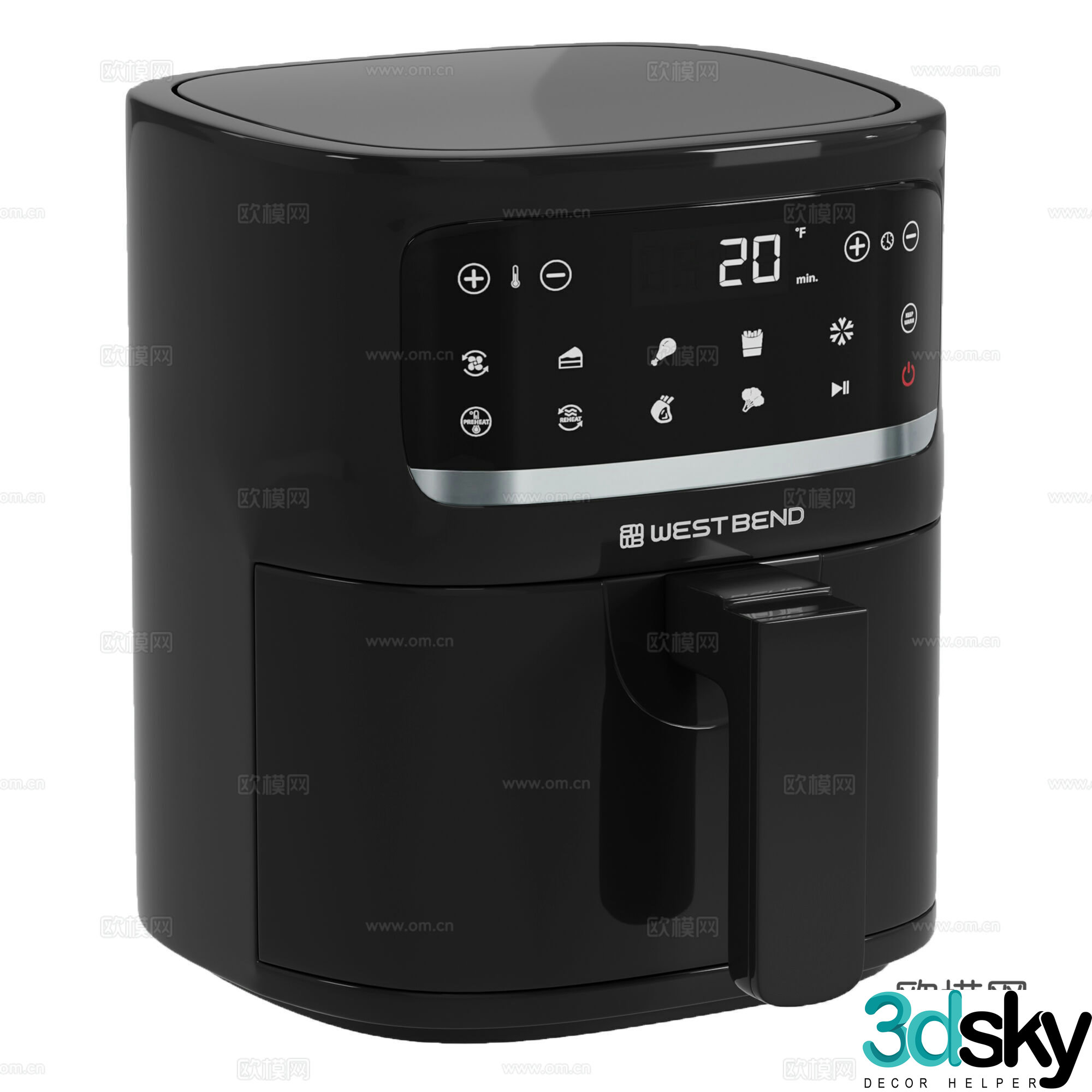Modern kitchen appliances air fryer 3d model