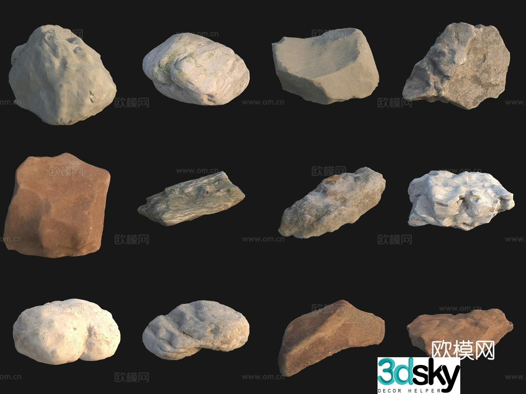 Rock Big Stone Jade 3D Model