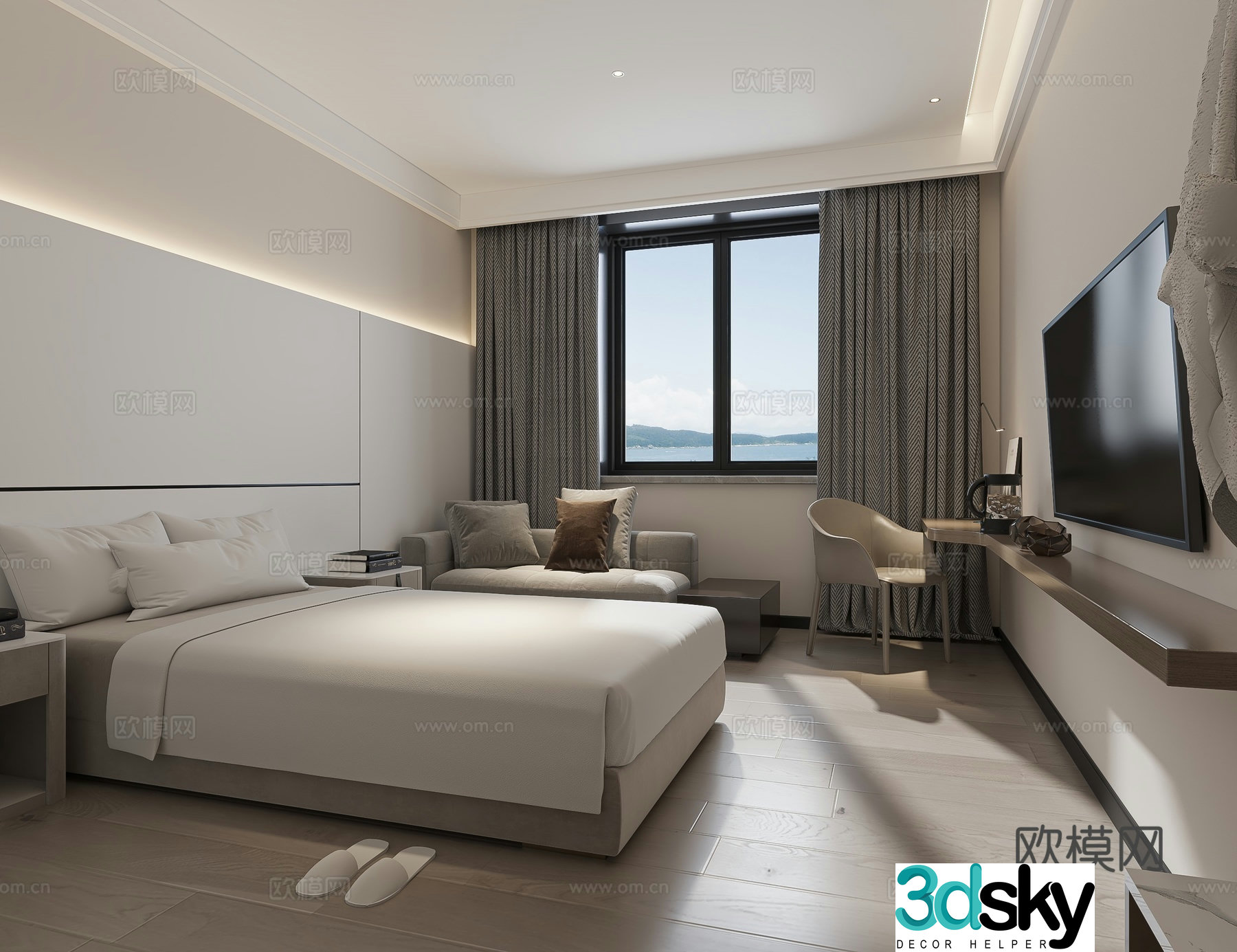 Modern hotel room King room Hotel room Standard room Hotel hotel Hotel bathroom Hotel 3d model