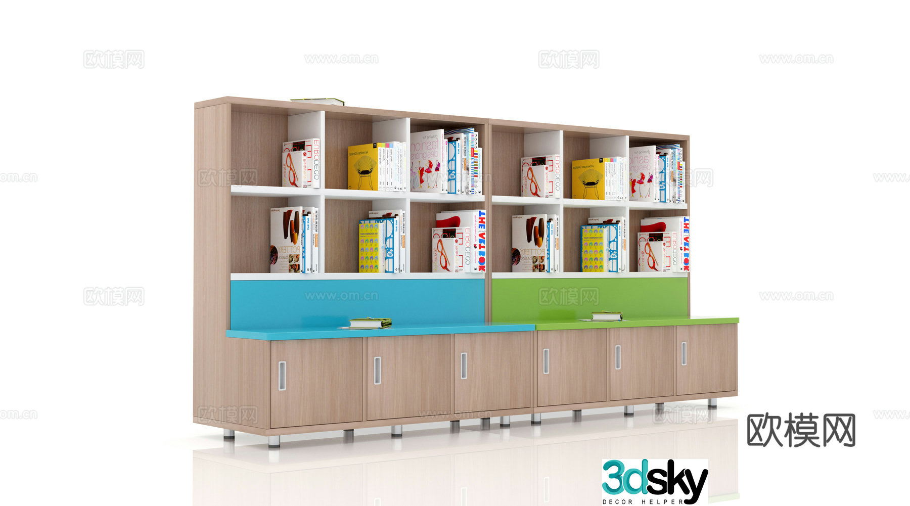 Library Bookcase 3d Model