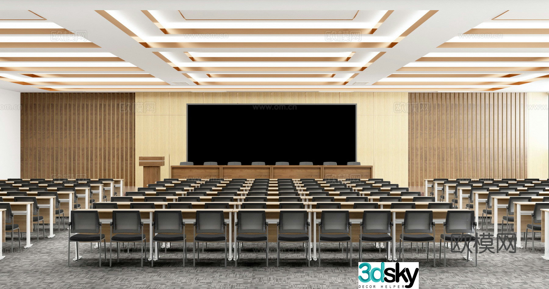 Modern large conference room multi-functional conference room training room 3d model