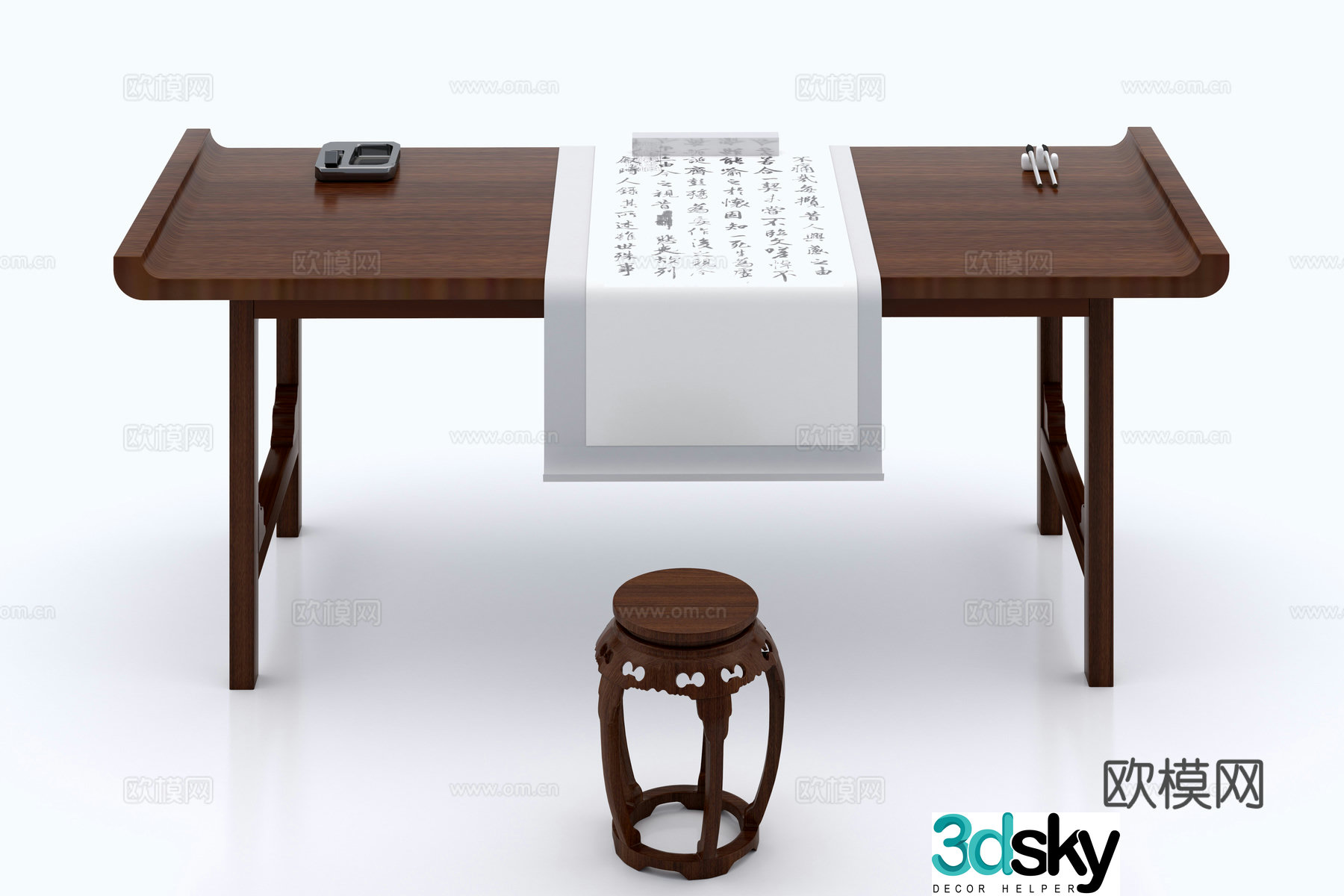 Chinese calligraphy table 3D model