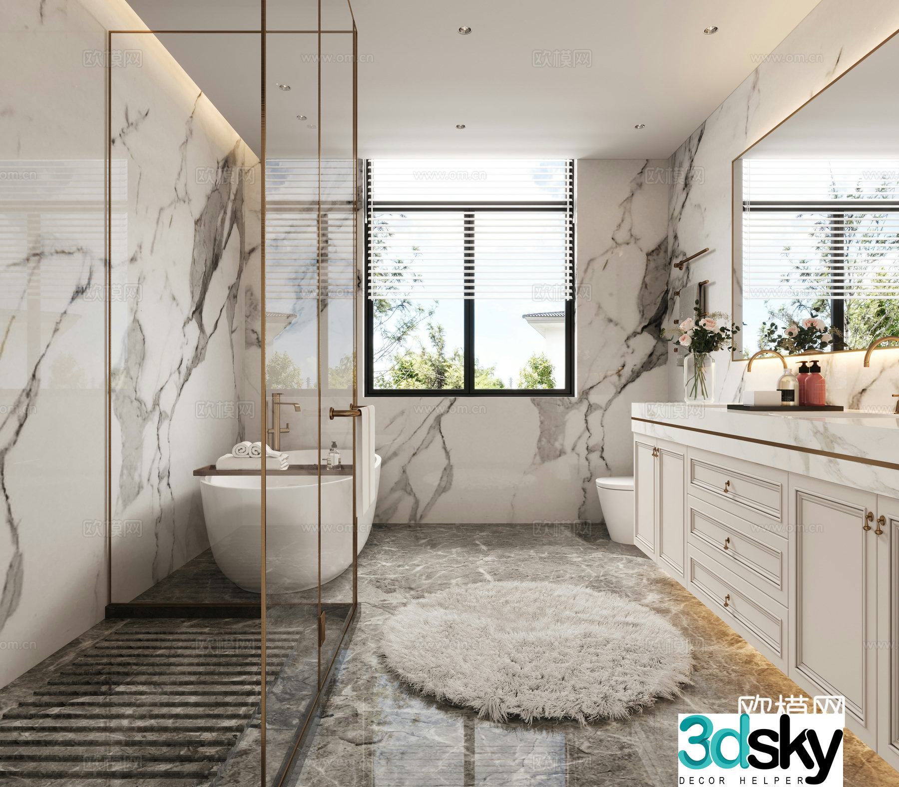 Simple European bathroom 3D model