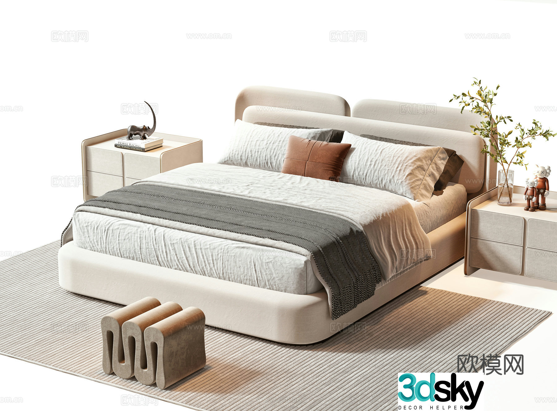Minotti modern double bed 3d model