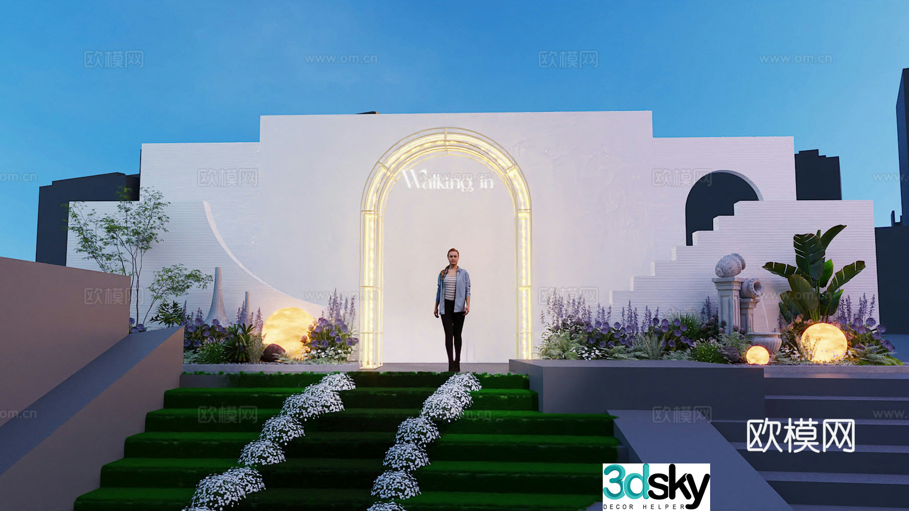 Spring catwalk stage entrance door head modeling device 3D model