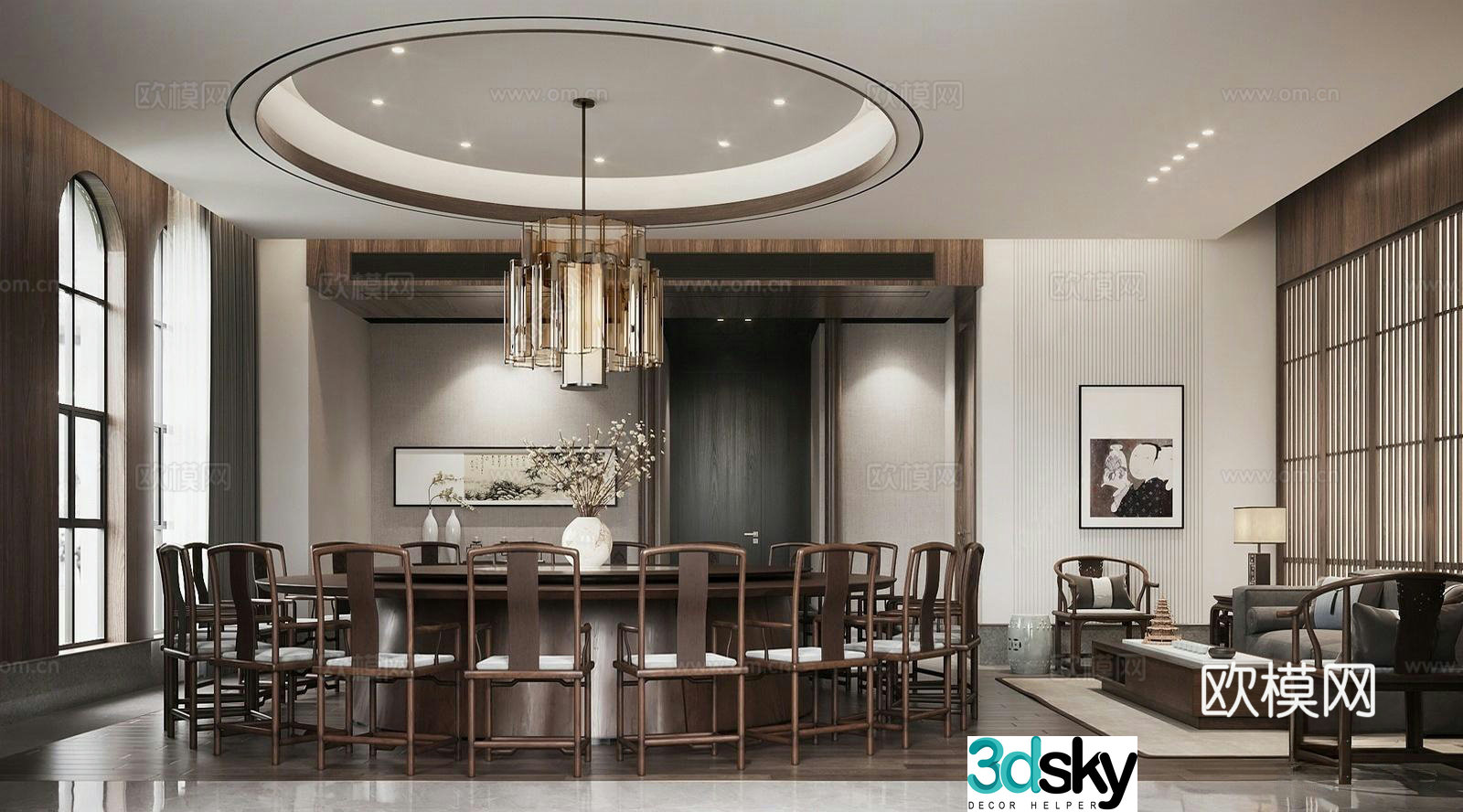 New Chinese-style private room Chinese food private room 3D model