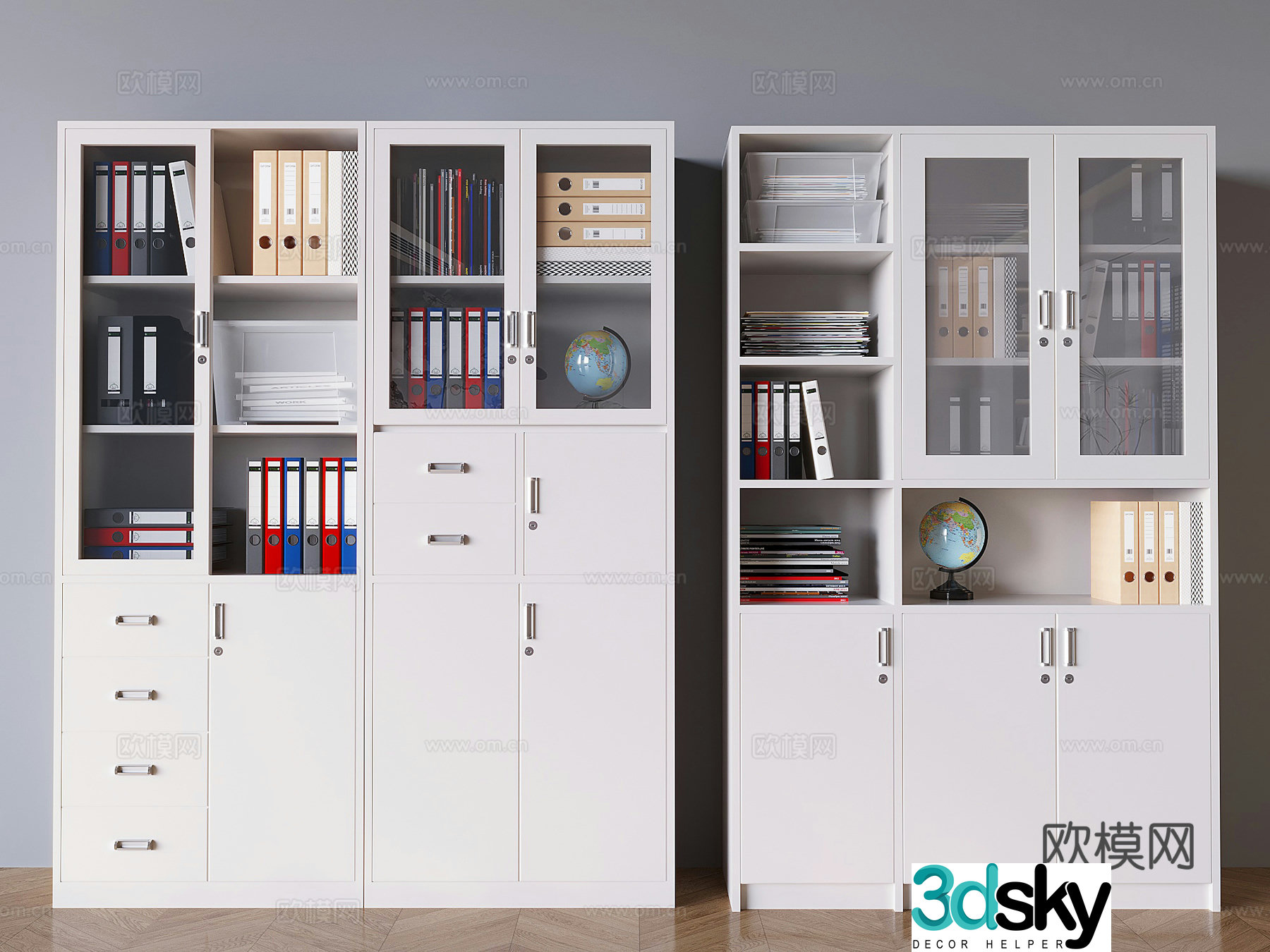 Glass file cabinet file cabinet office iron cabinet information cabinet file box 3D model