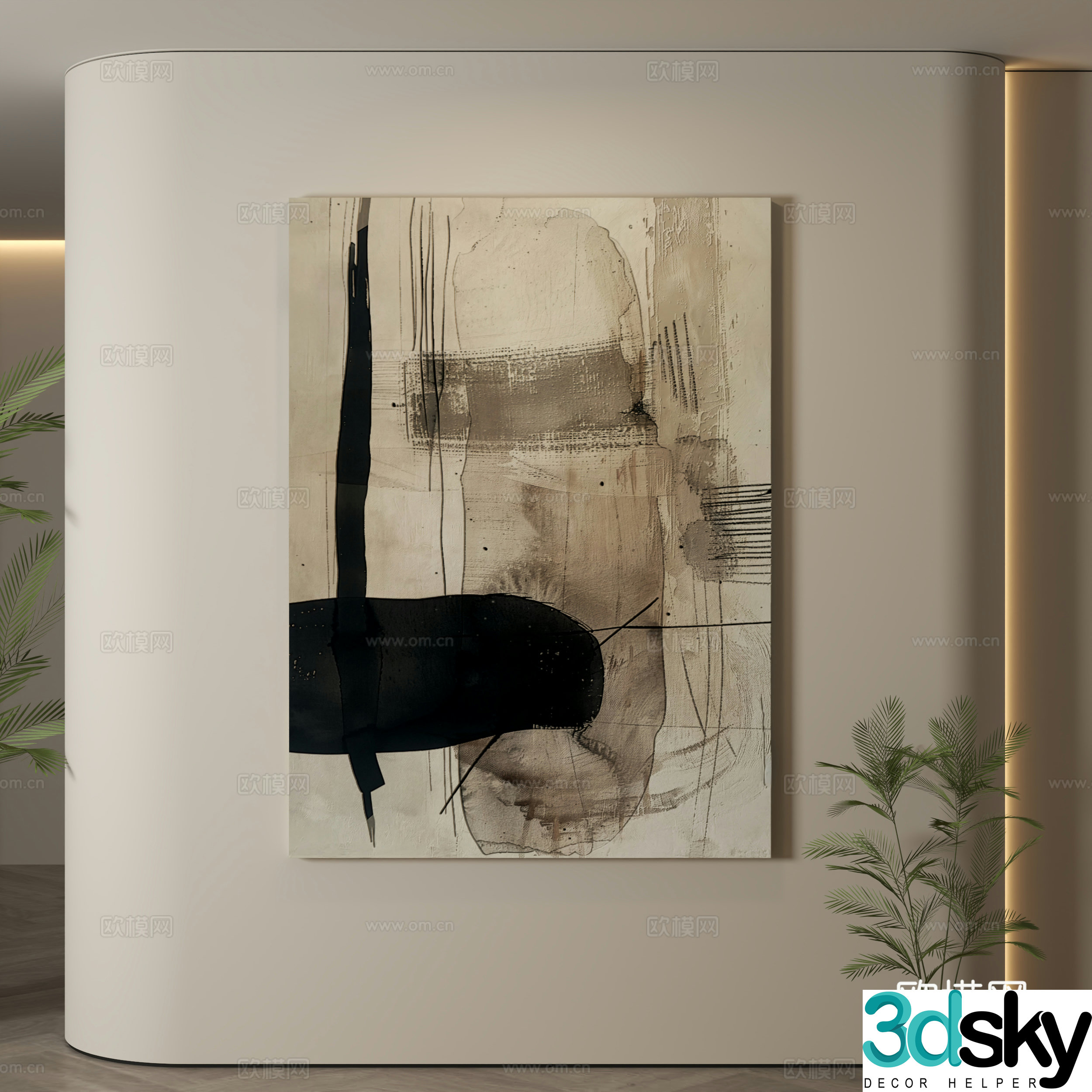 Modern hanging paintings Wasabi wind hanging paintings texture paintings abstract paintings decorative paintings 3D model