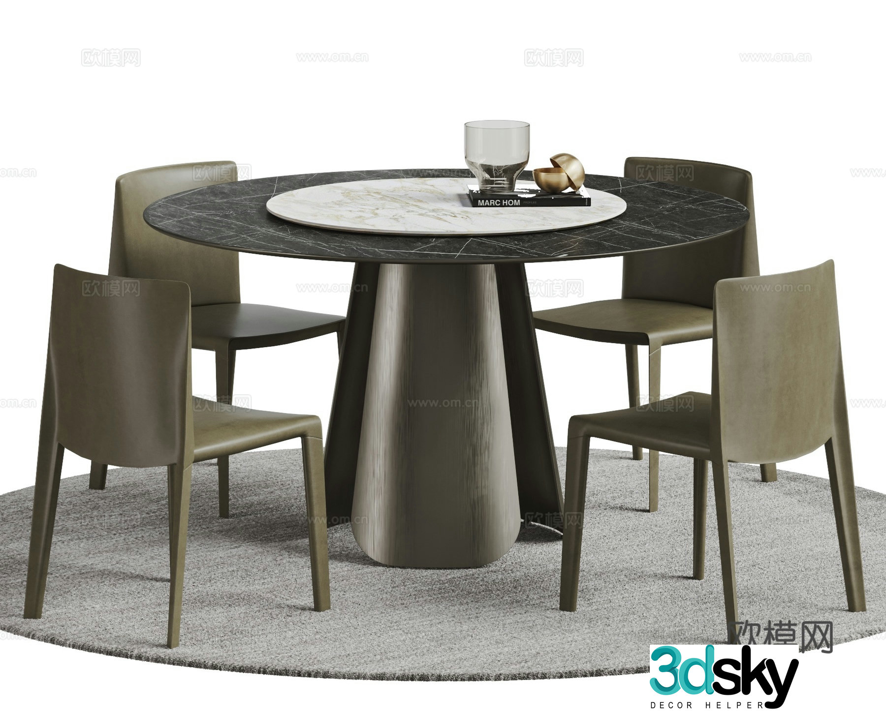POLIFORM modern Italian dining table and chair combination Dining table Dining chair Round dining table Leather 3D model