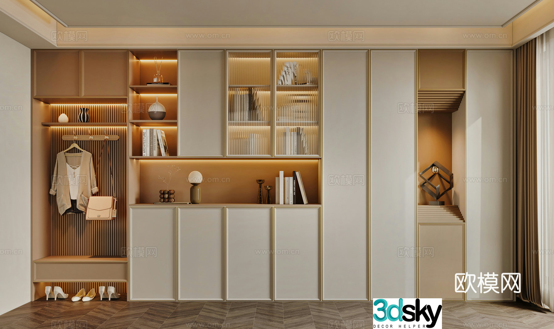 Middle-aged shoe cabinet 3D model