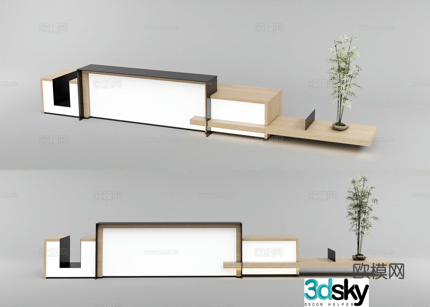 Modern reception desk company front desk 3D model