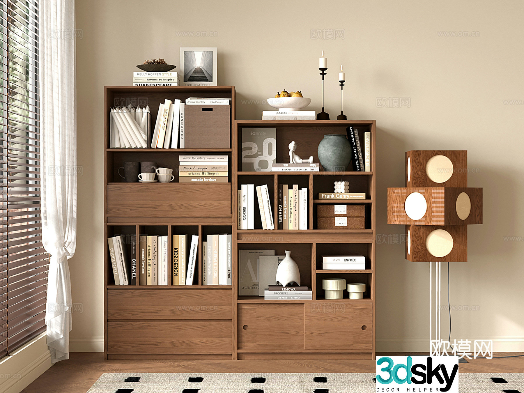 Modern medieval style short bookcase short bookcase floor-standing cabinet storage cabinet storage cabinet 3D model