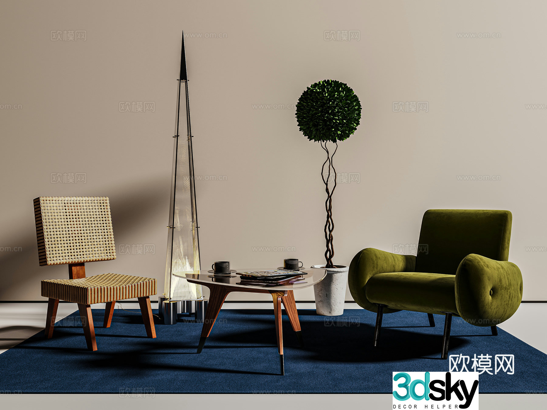 Modern casual chair special-shaped chair medieval retro chair 3d model