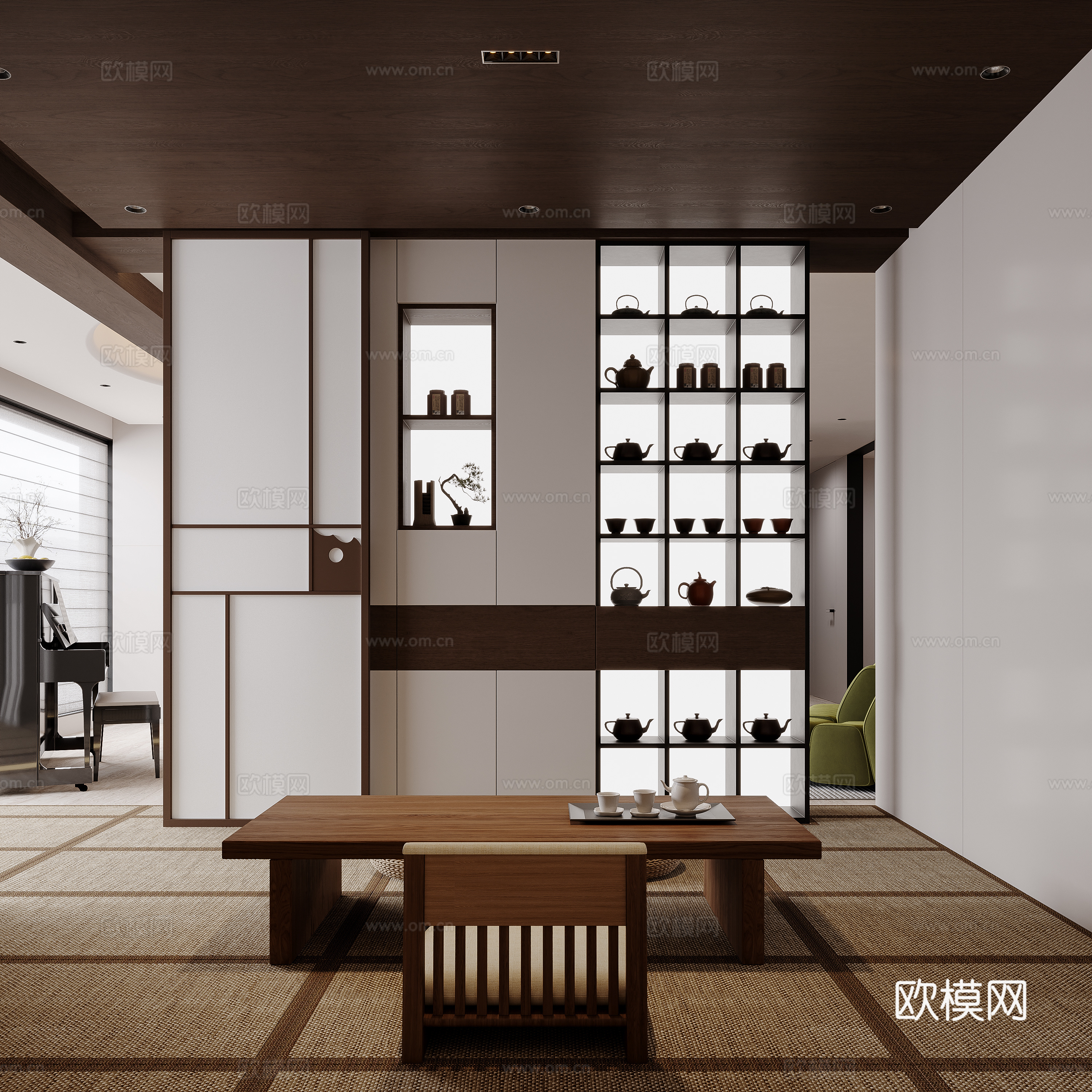 Modern tea room balcony 3d model