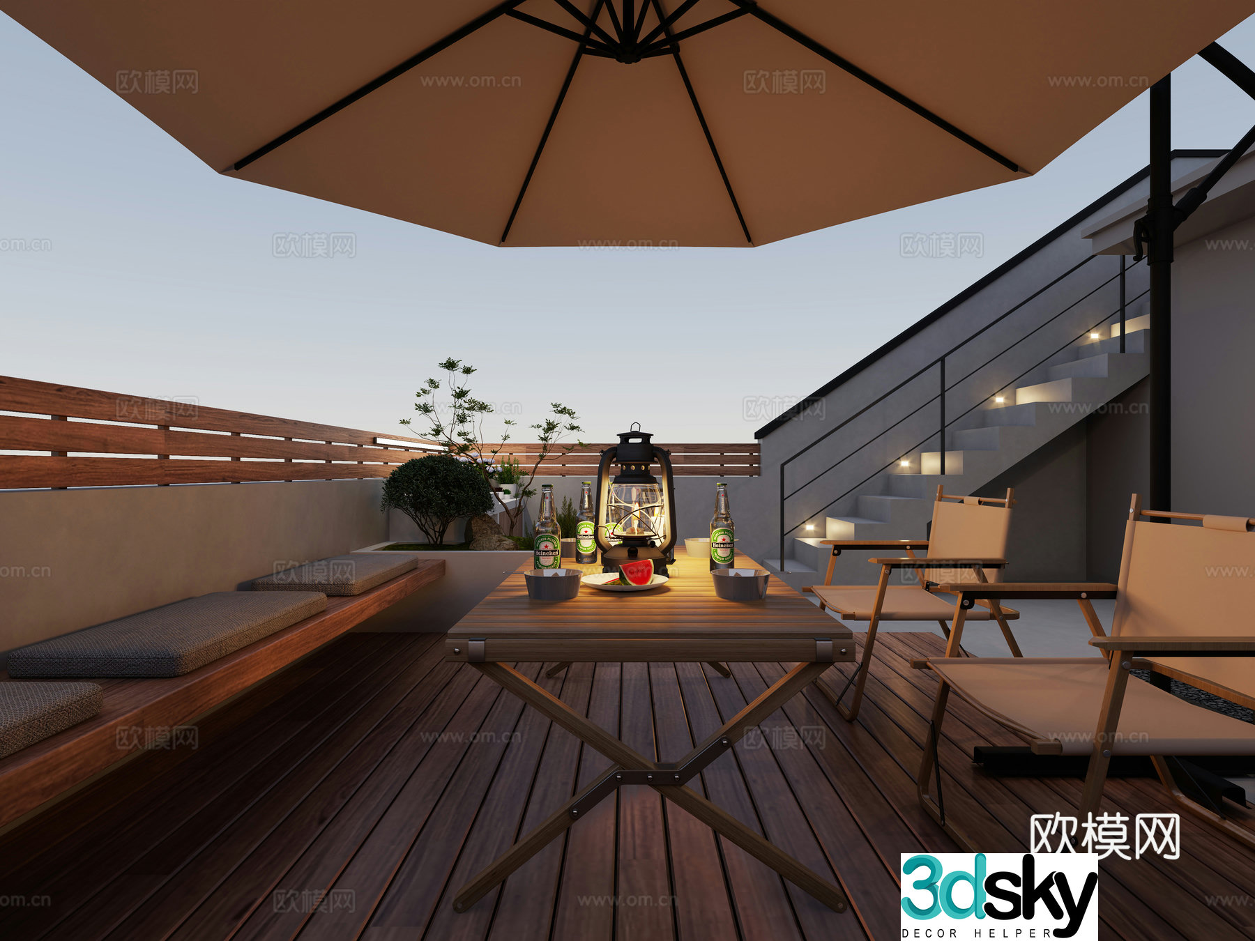 Roof balcony terrace balcony garden charging pile 3d model