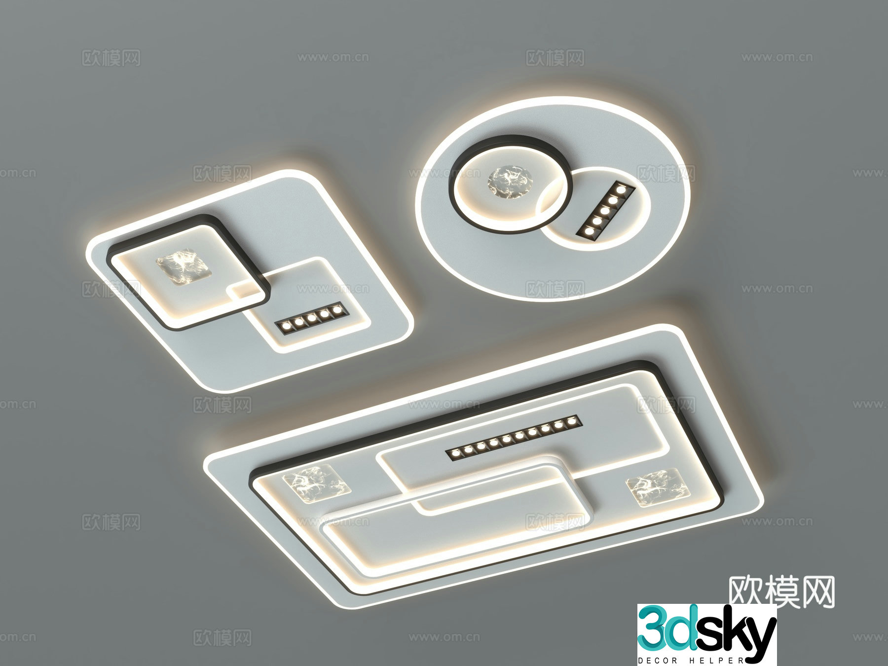 Modern simple ceiling light Living room and bedroom ceiling light Acrylic smoke board ceiling light Internet celebrity model 3D model