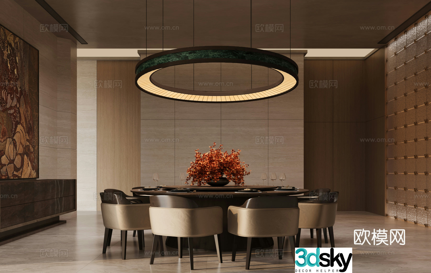 Chinese restaurant private room 3D model