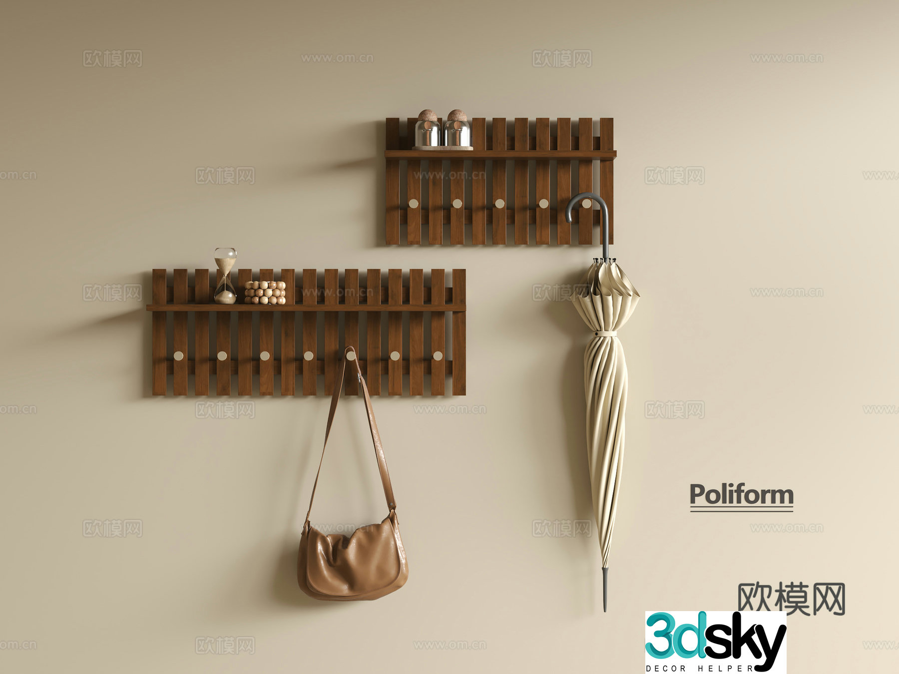 Medium and modern hooks and clothes hooks 3D model