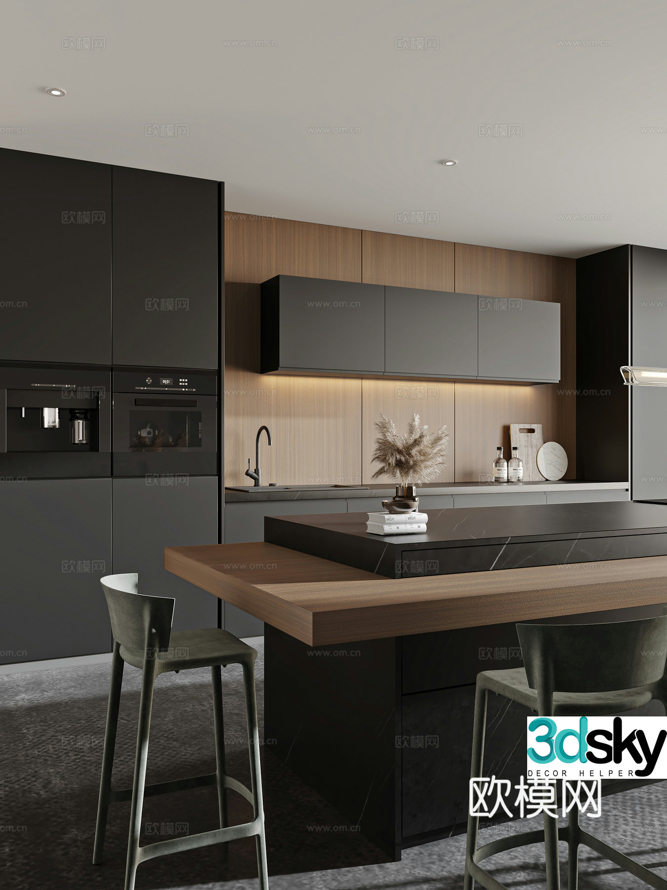 Modern restaurant bar 3d model