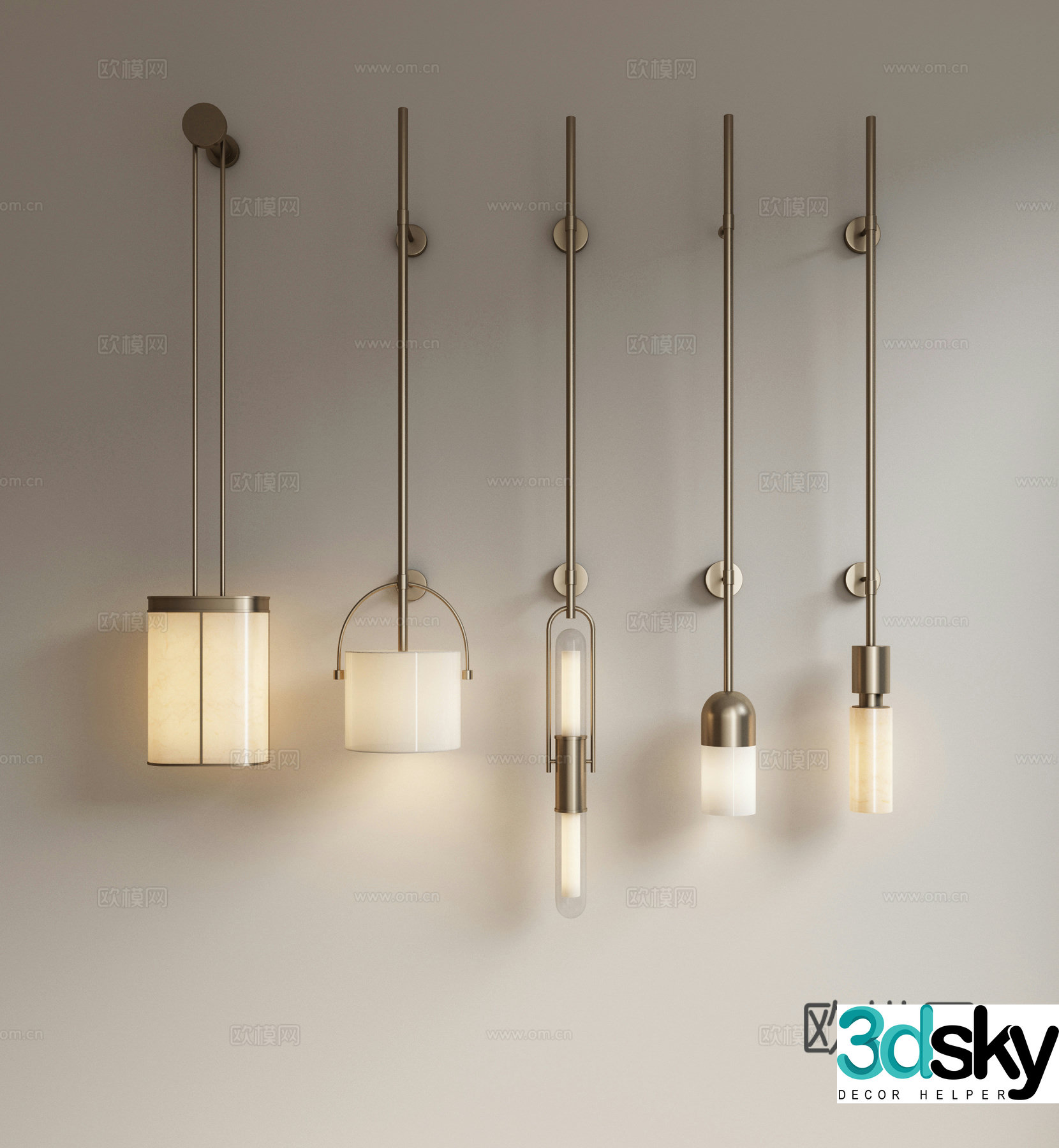 Modern light luxury metal wall lamp bedside wall lamp work clothes wall lamp large wall lamp long strip wall lamp 3d model