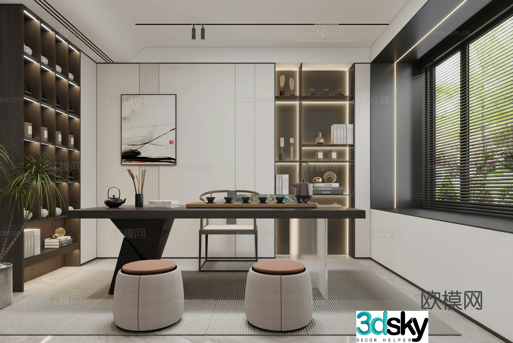Modern ownerless tea room 3d model