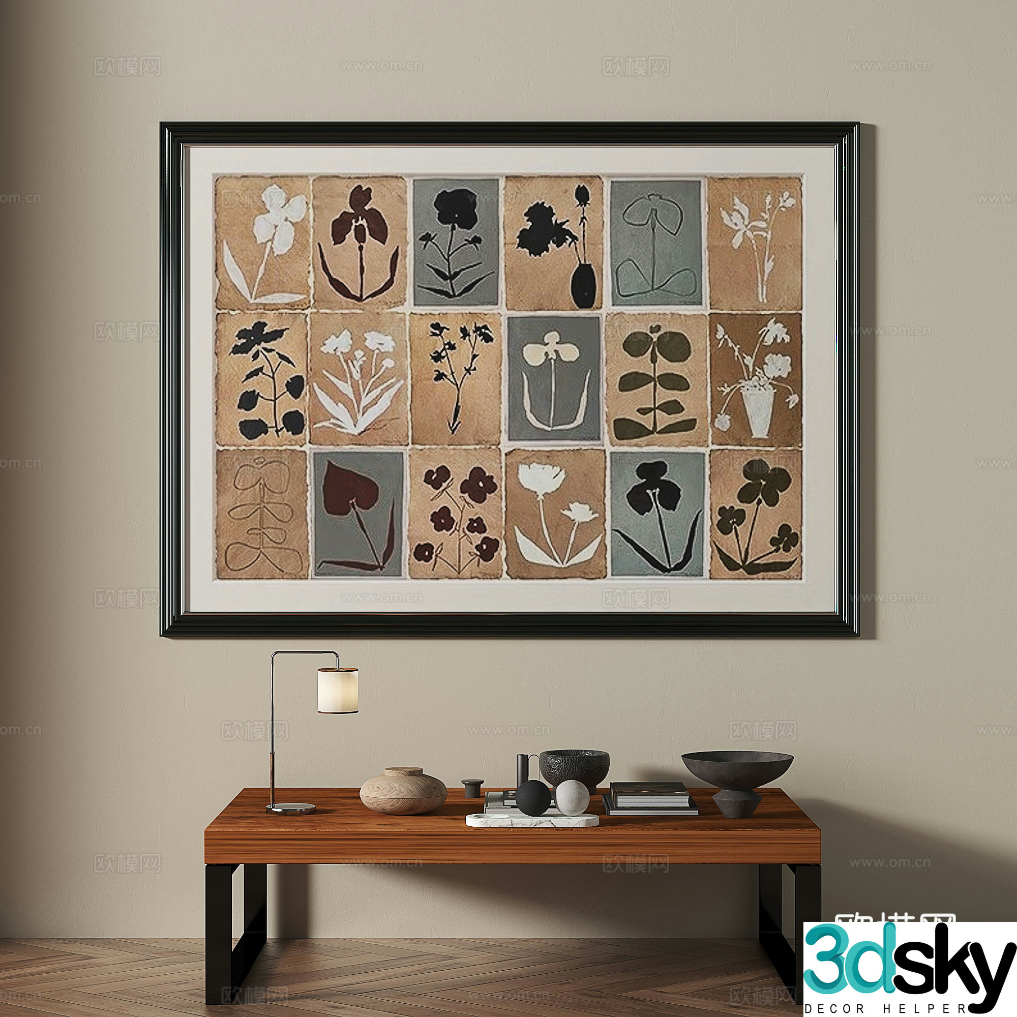 Middle ages retro decorative painting 3d model
