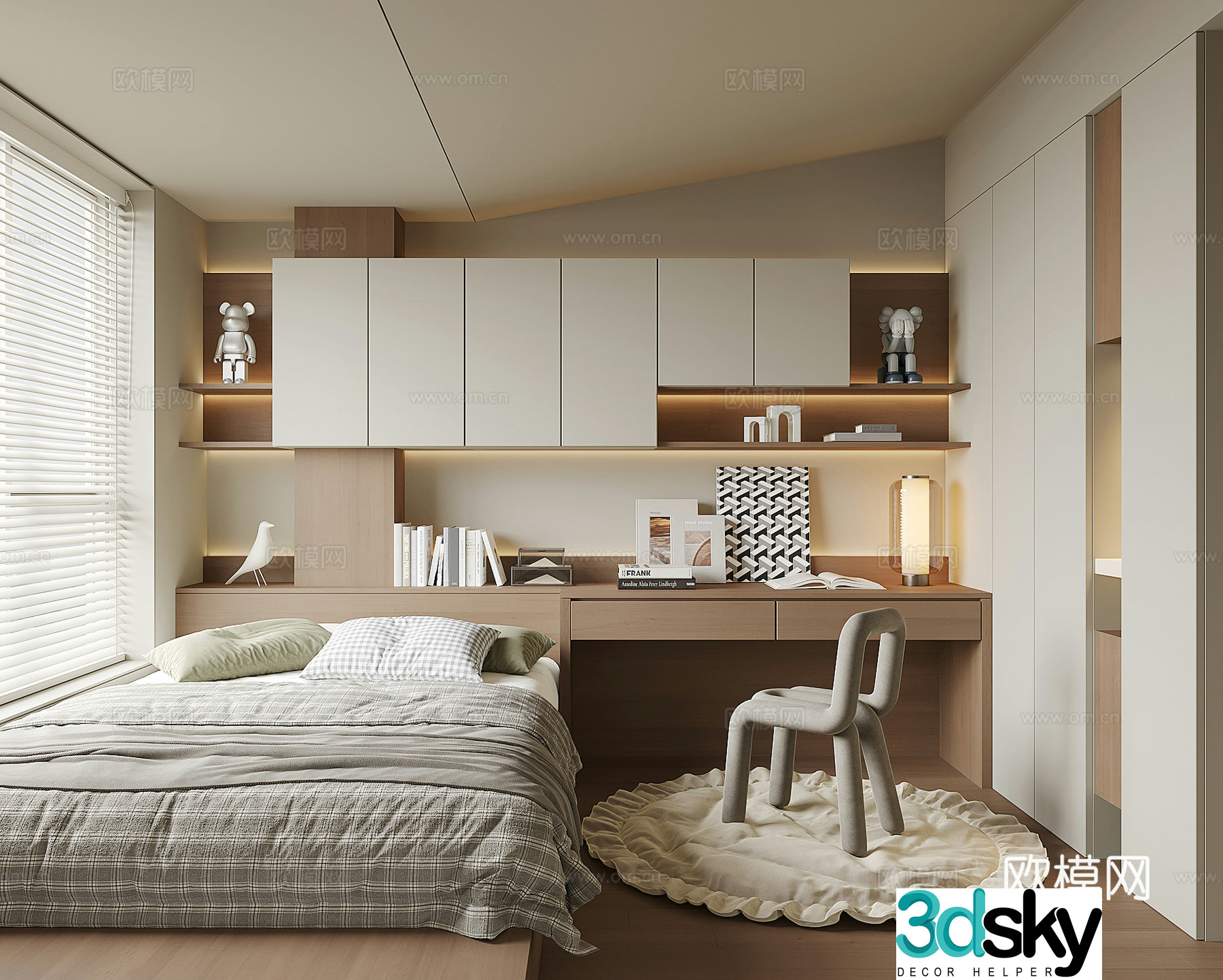 Modern tatami bedroom 3d model