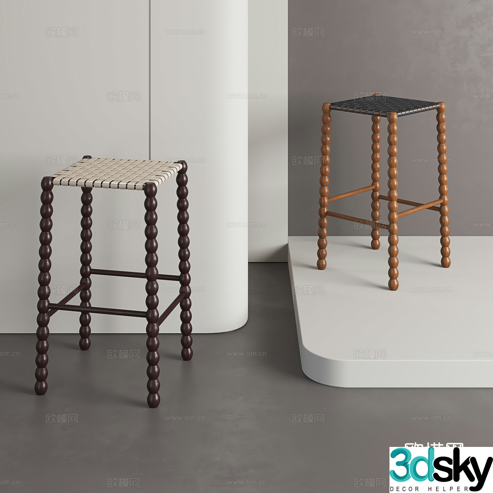 Retro bar stool Nordic bar stool casual bar stool bar chair 3d model
