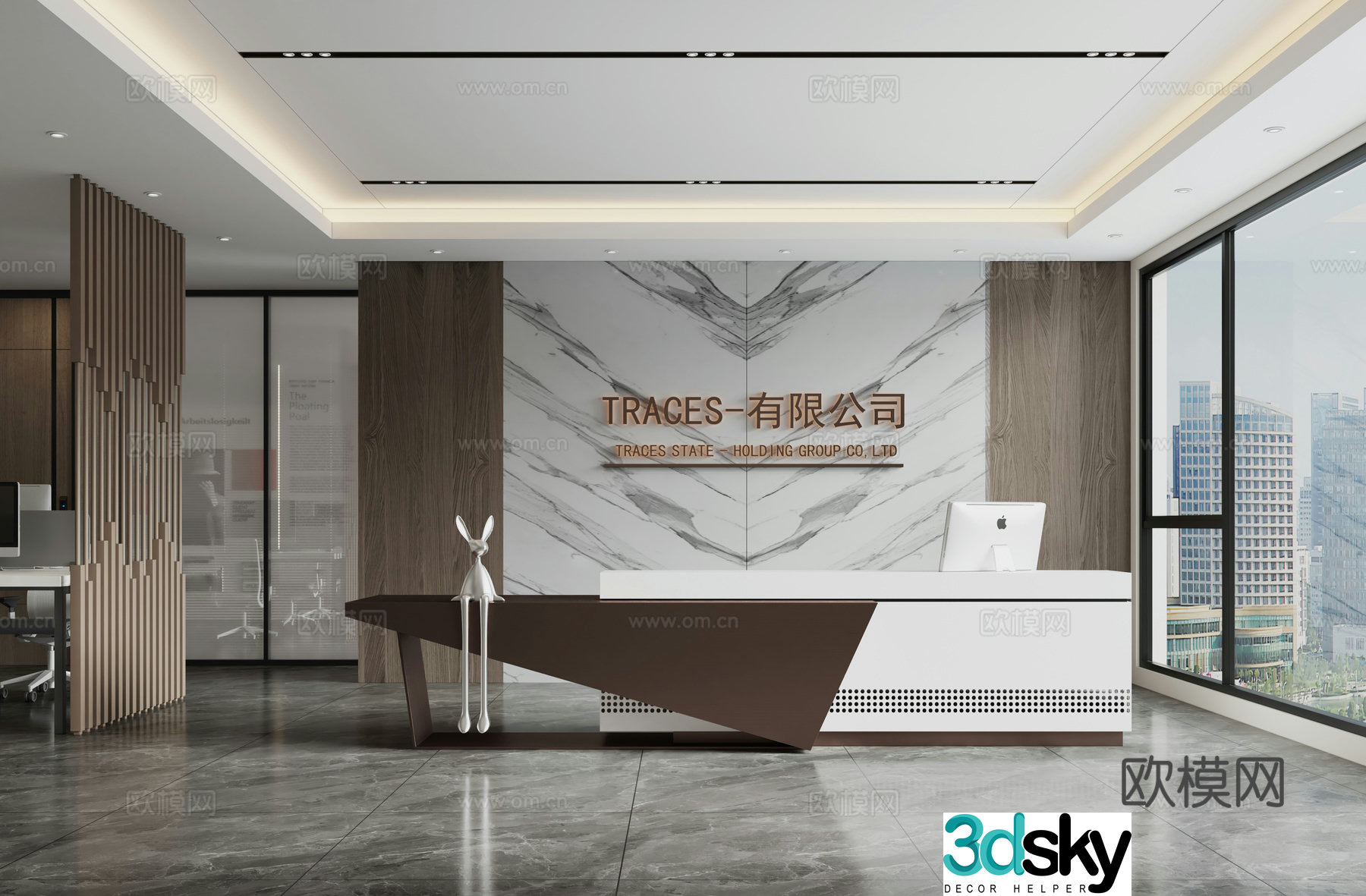 Modern company front desk 3D model