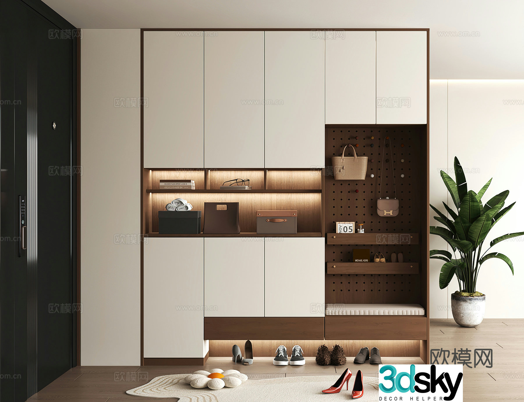 Shoe cabinet design shoe cabinet partition shoe cabinet porch shoe cabinet shoe cabinet rendering 3D model