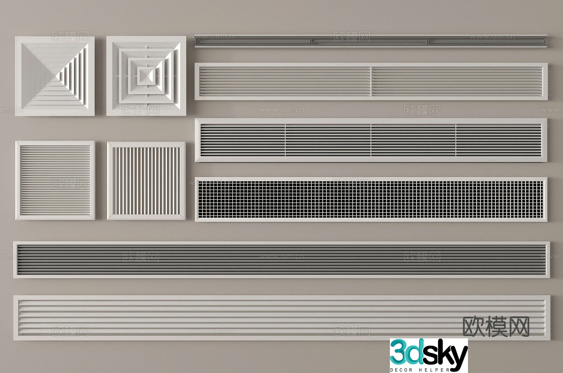 Air conditioning air outlet exhaust 3D model