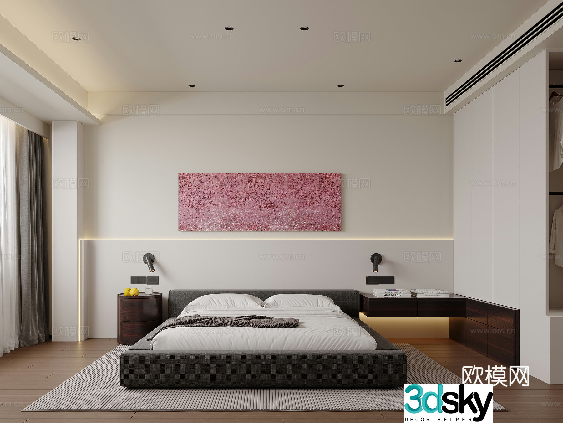 Modern minimalist bedroom cloakroom 3d model