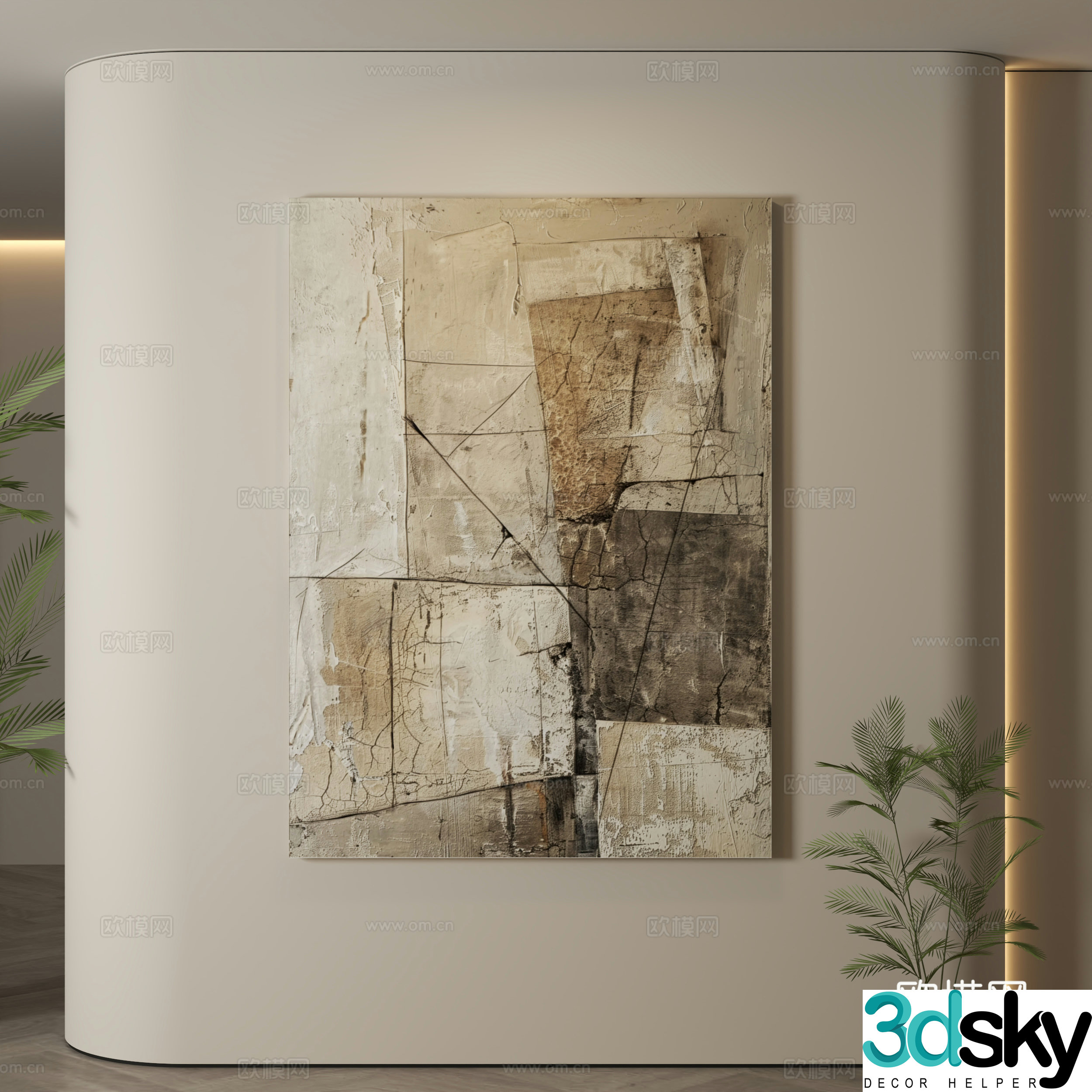 Modern hanging paintings Wasabi wind hanging paintings texture paintings abstract paintings decorative paintings 3D model