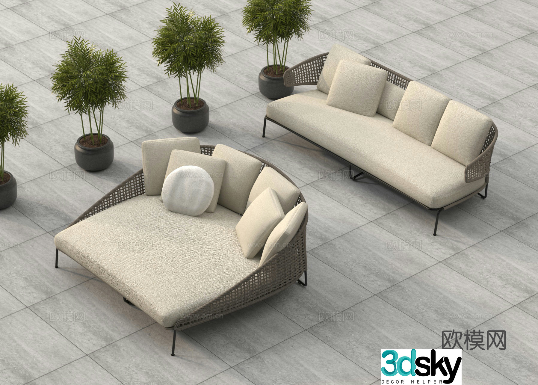 Outdoor sofa casual sofa garden sofa 3d model