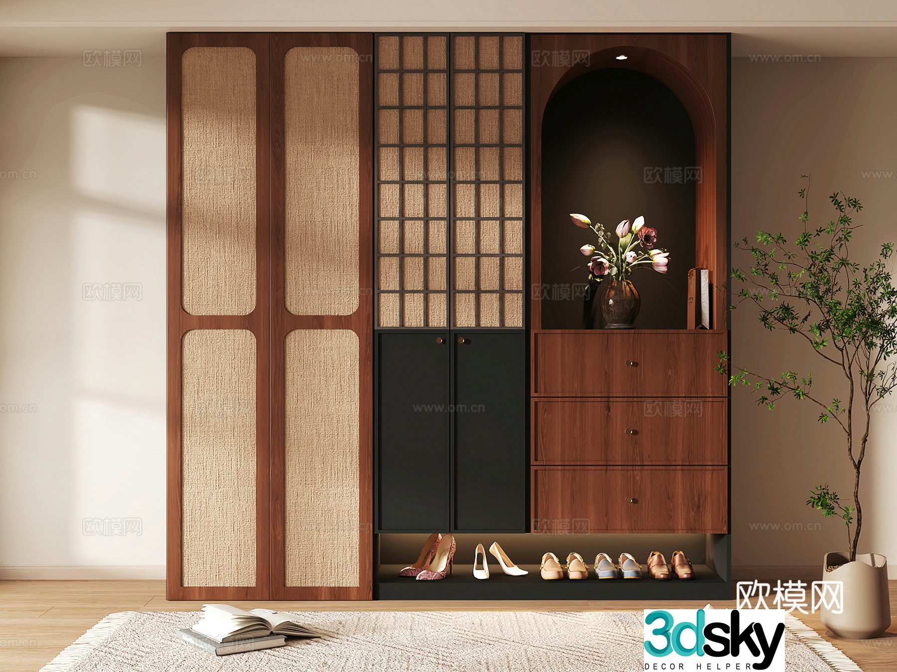 Shoe cabinet design shoe cabinet partition shoe cabinet porch shoe cabinet shoe cabinet rendering 3D model
