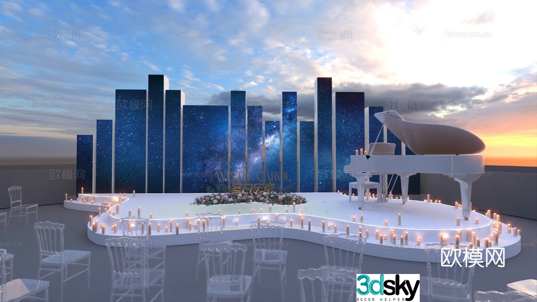 Open air symphony candlelight concert 3d model
