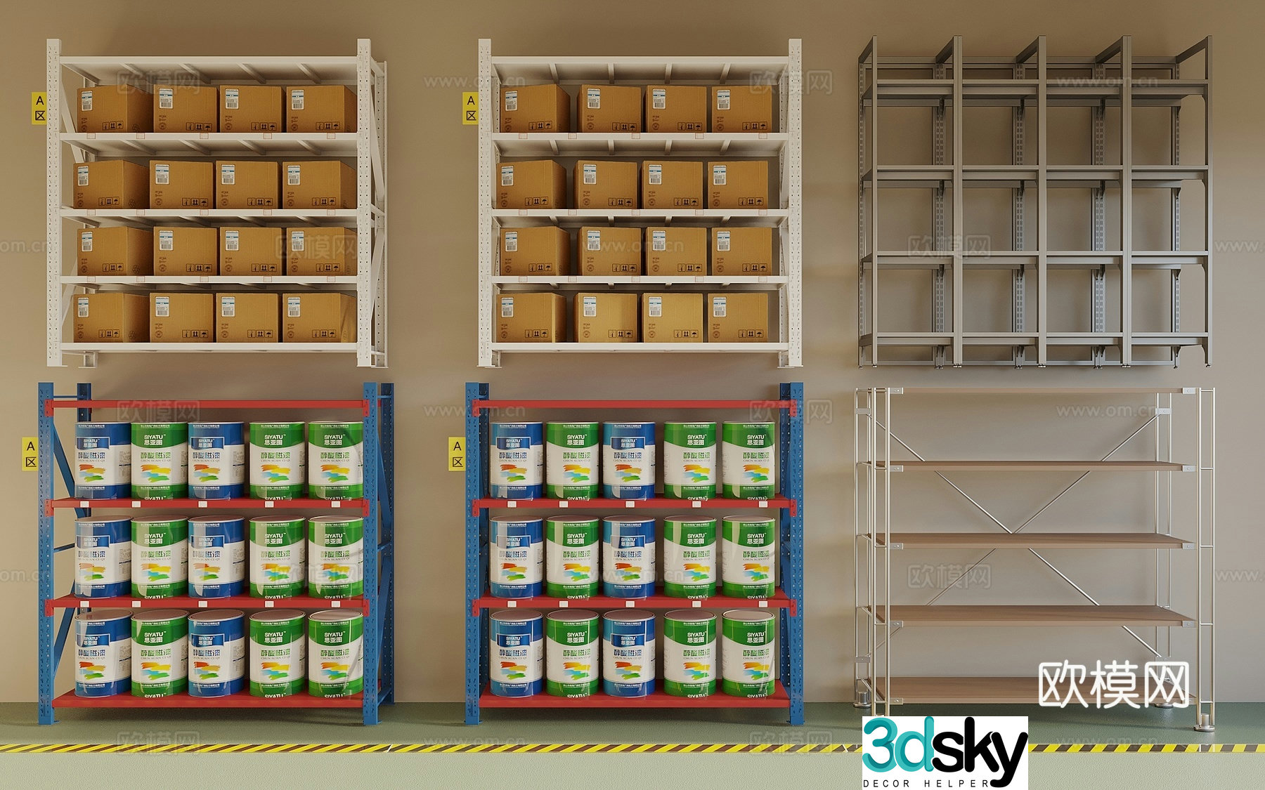 Shelf Express rack Storage rack Carton Paint bucket 3D model