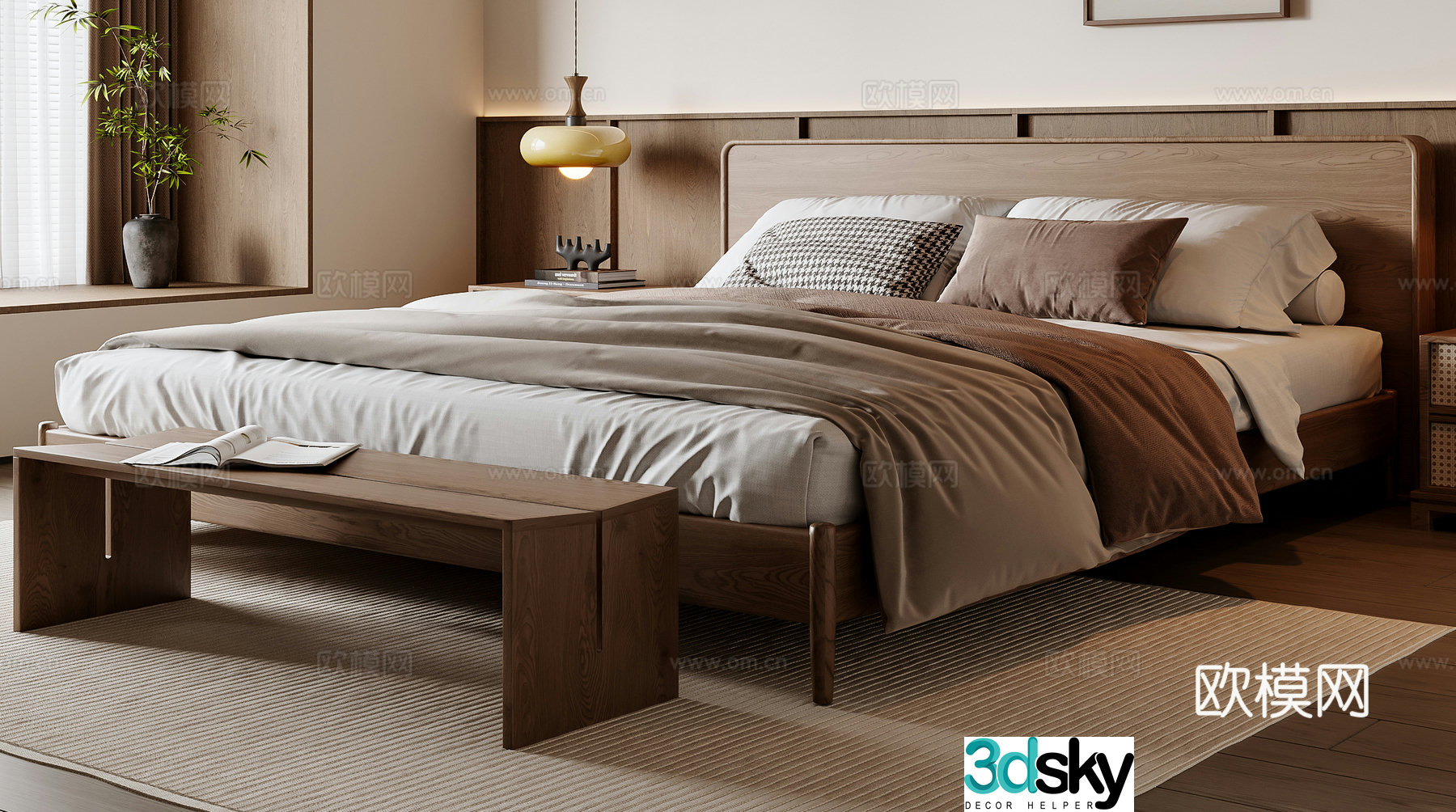 Middle-aged double bed 3D model