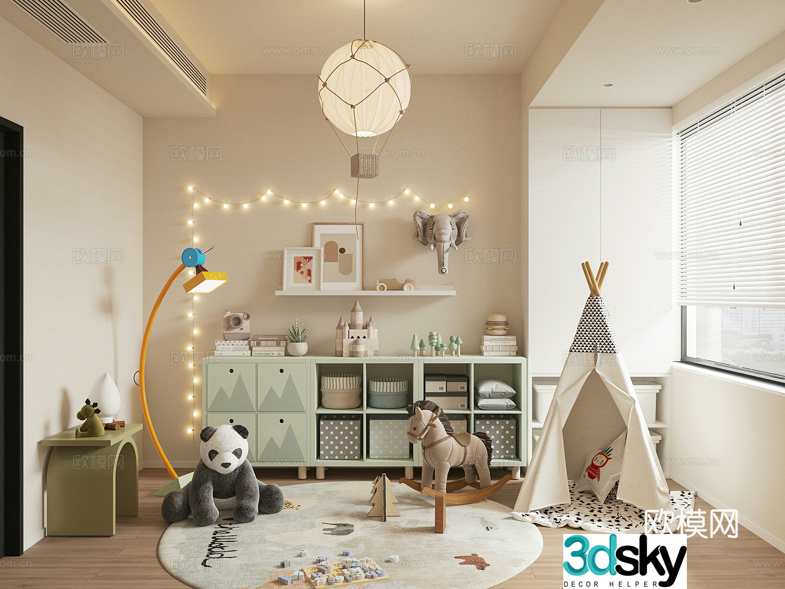 Modern children’s entertainment room Children’s toy room Children’s room Toy locker Toy doll combination 3D model