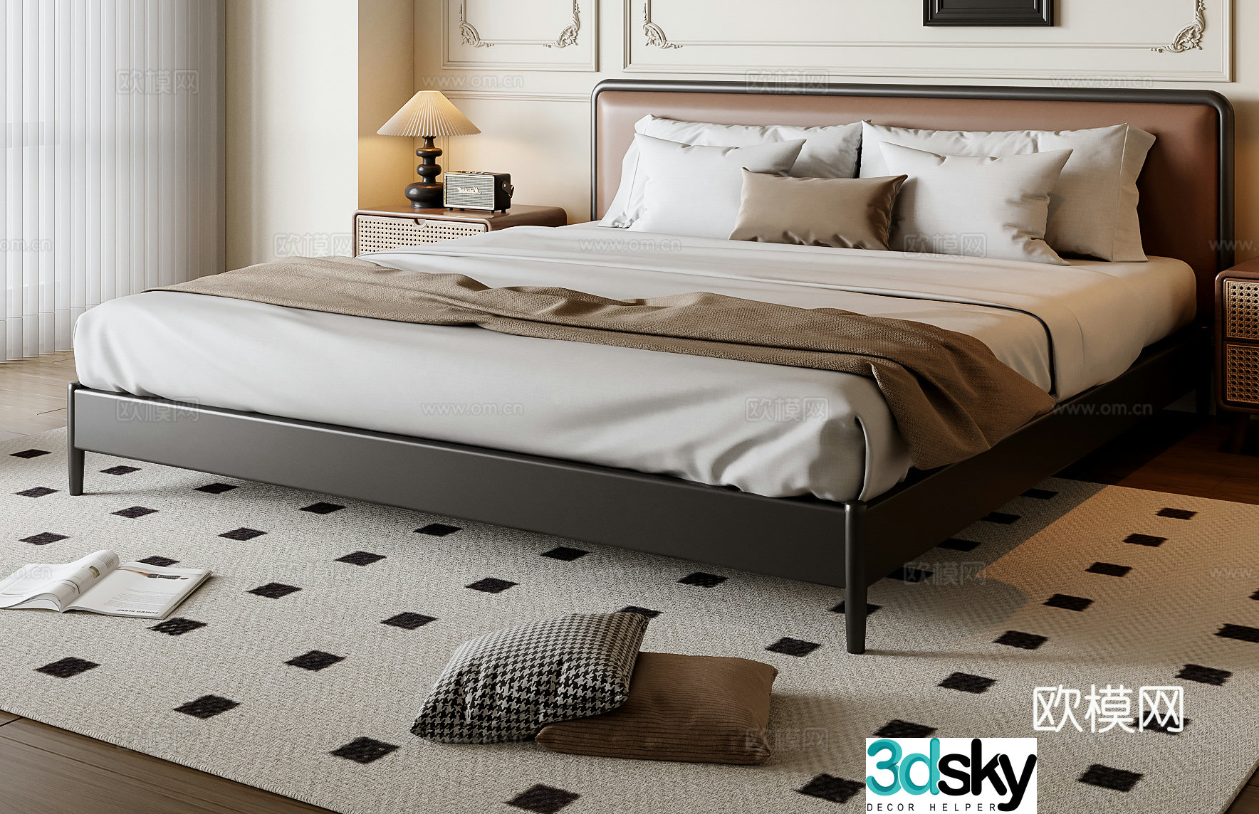 Middle-aged double bed 3D model