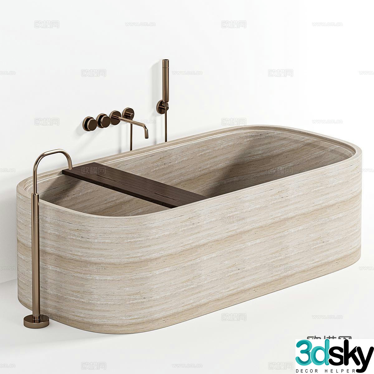 Minimalist bathtub Cocoon bathtub Marble bathtub Minimalist bathroom Minimalist faucet 3D model