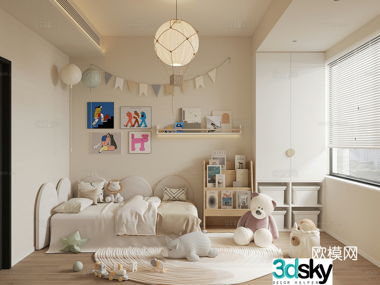 Modern children’s entertainment room Children’s toy room Children’s room Toy locker Toy doll combination 3D model